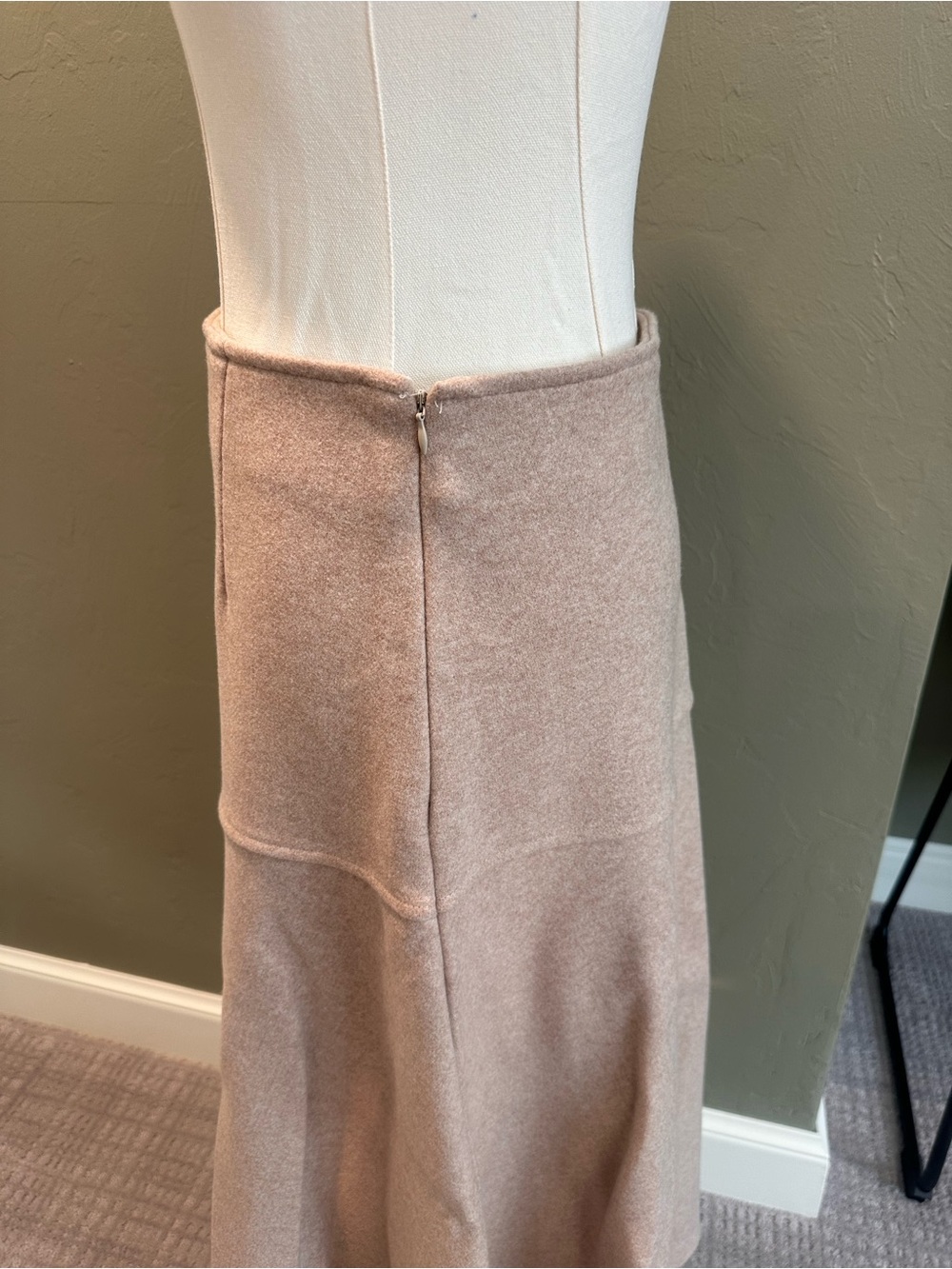 OGL Oatmeal Maxi A-Line Wool-Blend Skirt - Picture 5 of 11